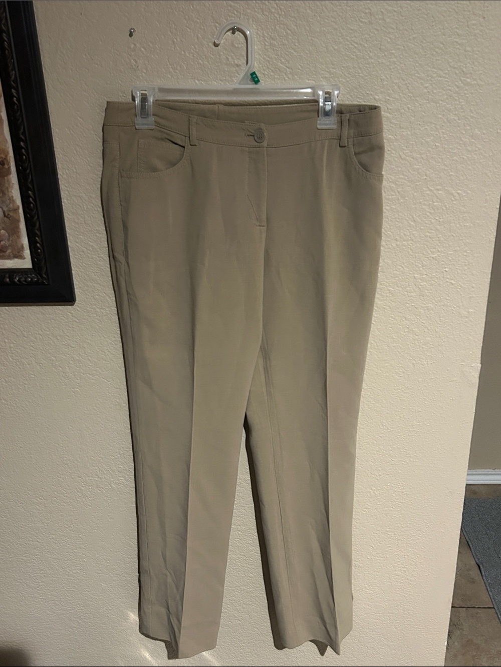 Akris Taupe Wool Blend Straight Leg Career Pants Size 8